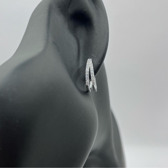 Jewelry - 0.50 CT Brilliant Lab Diamond Double Row Hoop Earrings